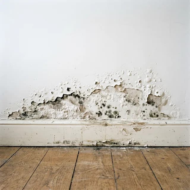 Vochtige en aangetaste muur door optrekkend vocht in woning
